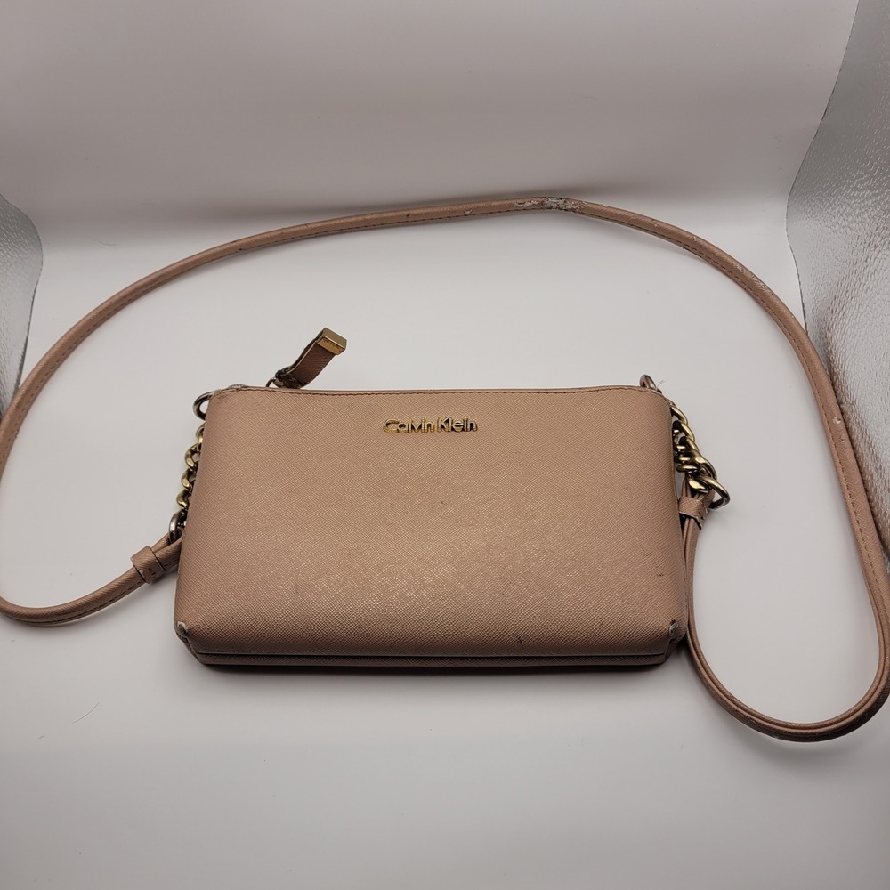 Calvin Klein Blush Pink Saffiano Crossbody Bag Gold Hardware H5AE12CR
